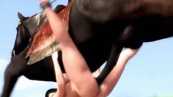 Animal sex video queen desperately fucks-horse
