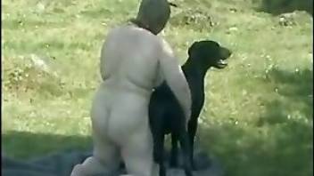 Dog porn with an outdoorsy fat MILF. Free bestiality and animal porn
