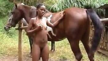 Horse fuck video with a lustful Latina